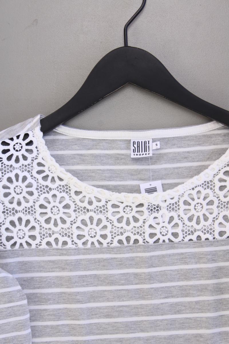 Saint Tropez Ringelshirt Gr. S gestreift Kurzarm grau aus Baumwolle