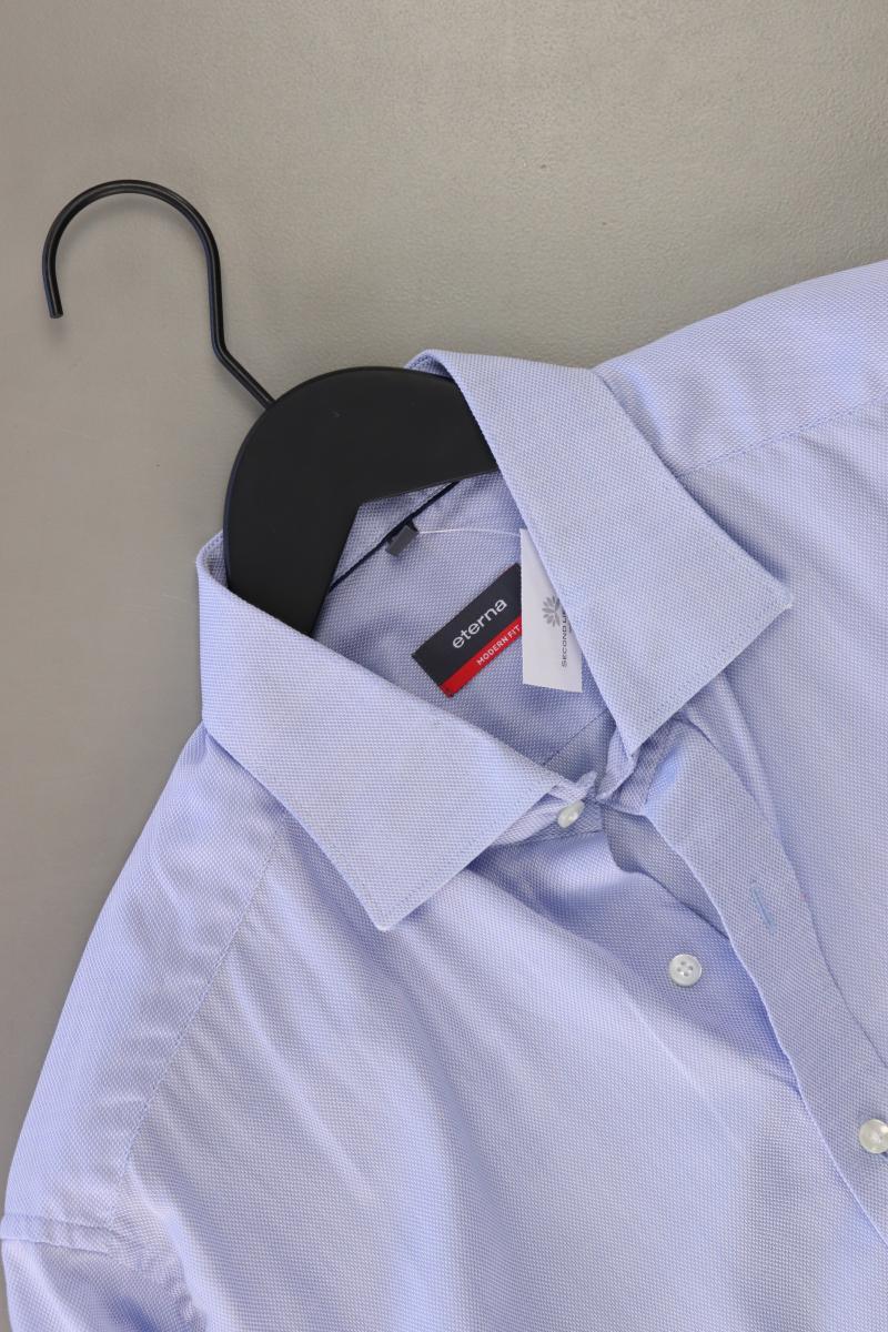 Eterna Langarmhemd für Herren Gr. Hemdgröße 42 blau aus Baumwolle