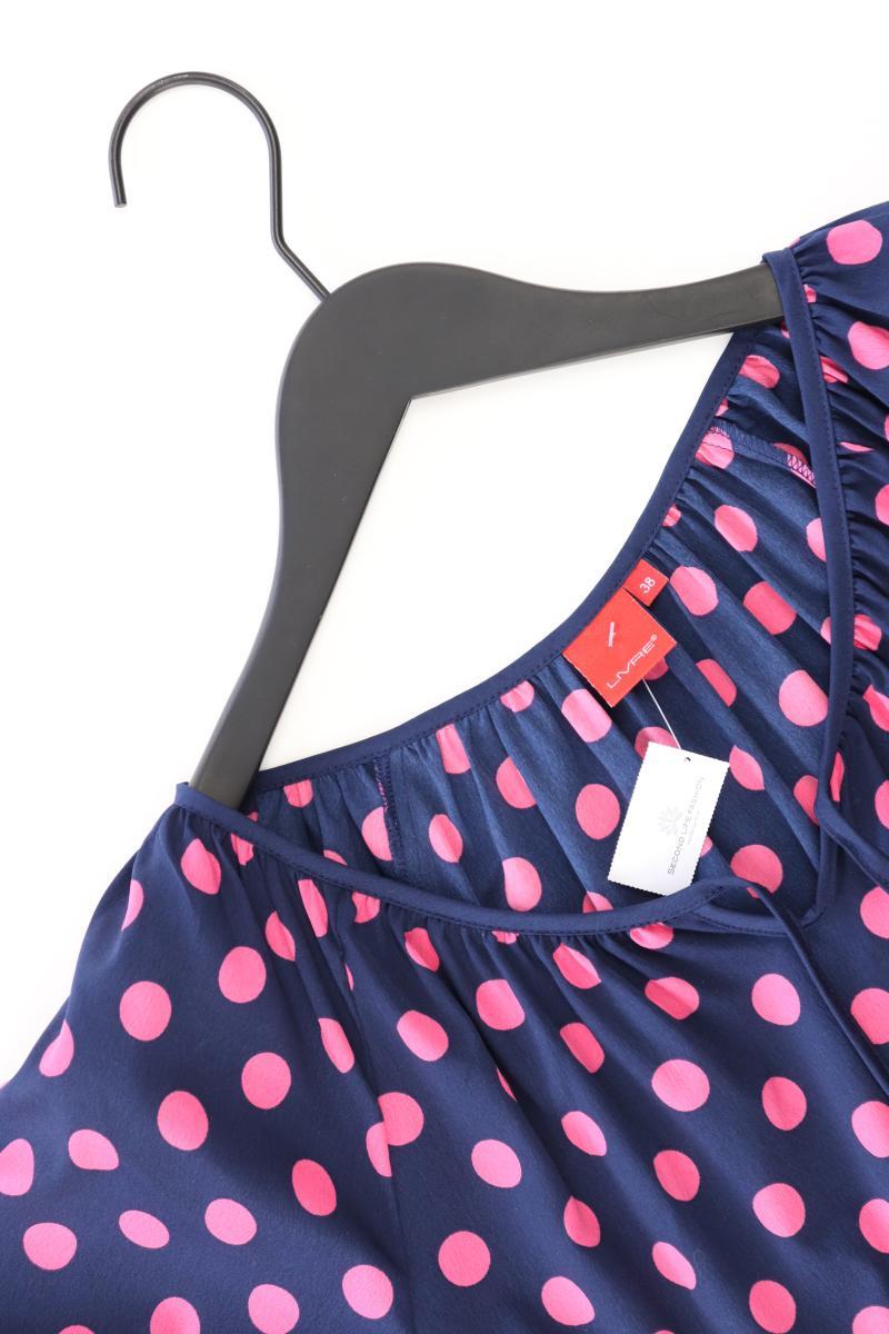 Kurzarmbluse Gr. 38 gepunktet blau aus Polyester