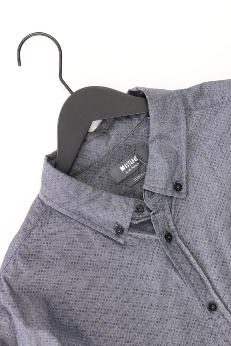 Mustang Langarmhemd für Herren Gr. XL grau aus Baumwolle