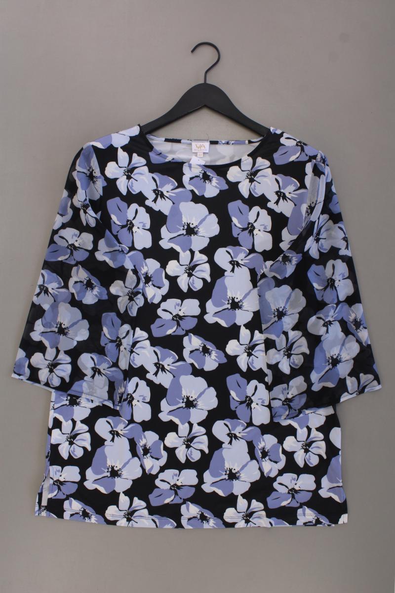 Regular Bluse Gr. 42 mit Blumenmuster 3/4 Ärmel blau aus Polyester