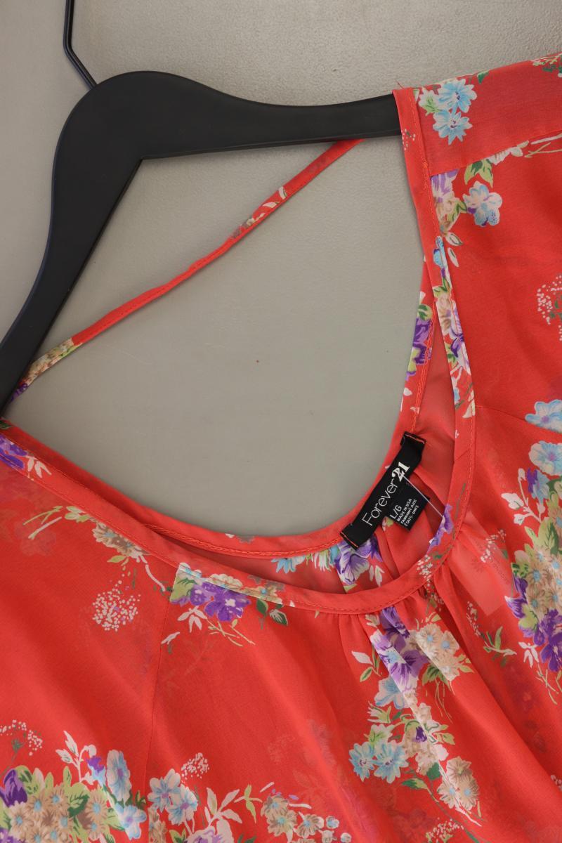 forever 21 Kurzarmbluse Gr. L mit Blumenmuster rot aus Polyester