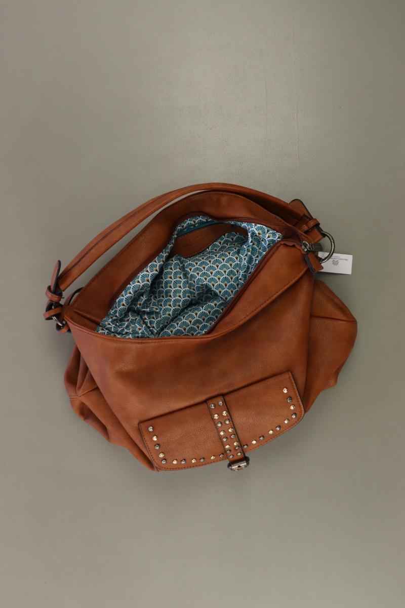 Mandoline Schultertasche mit Nieten braun aus Polyurethan