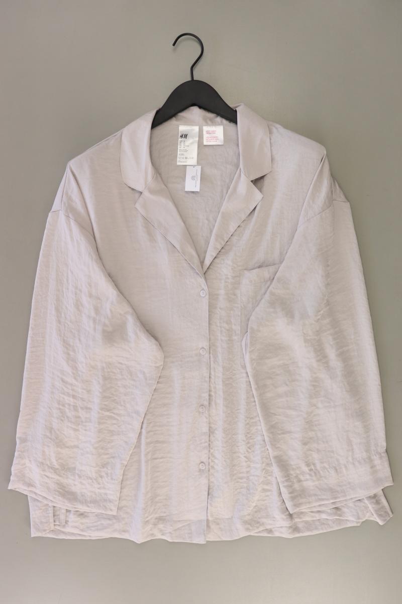 H&M Satinbluse Gr. XL Langarm grau aus Polyester