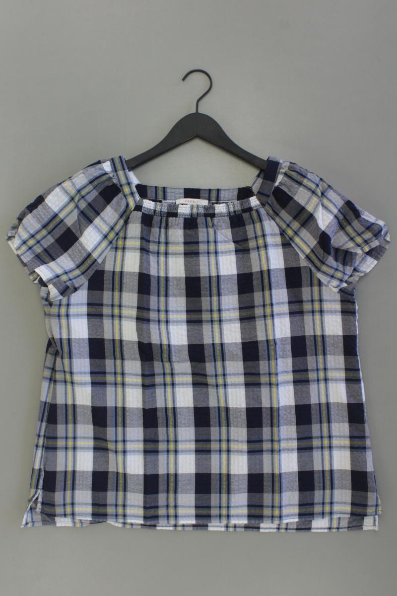 Esprit Karobluse Gr. 44 kariert Kurzarm blau
