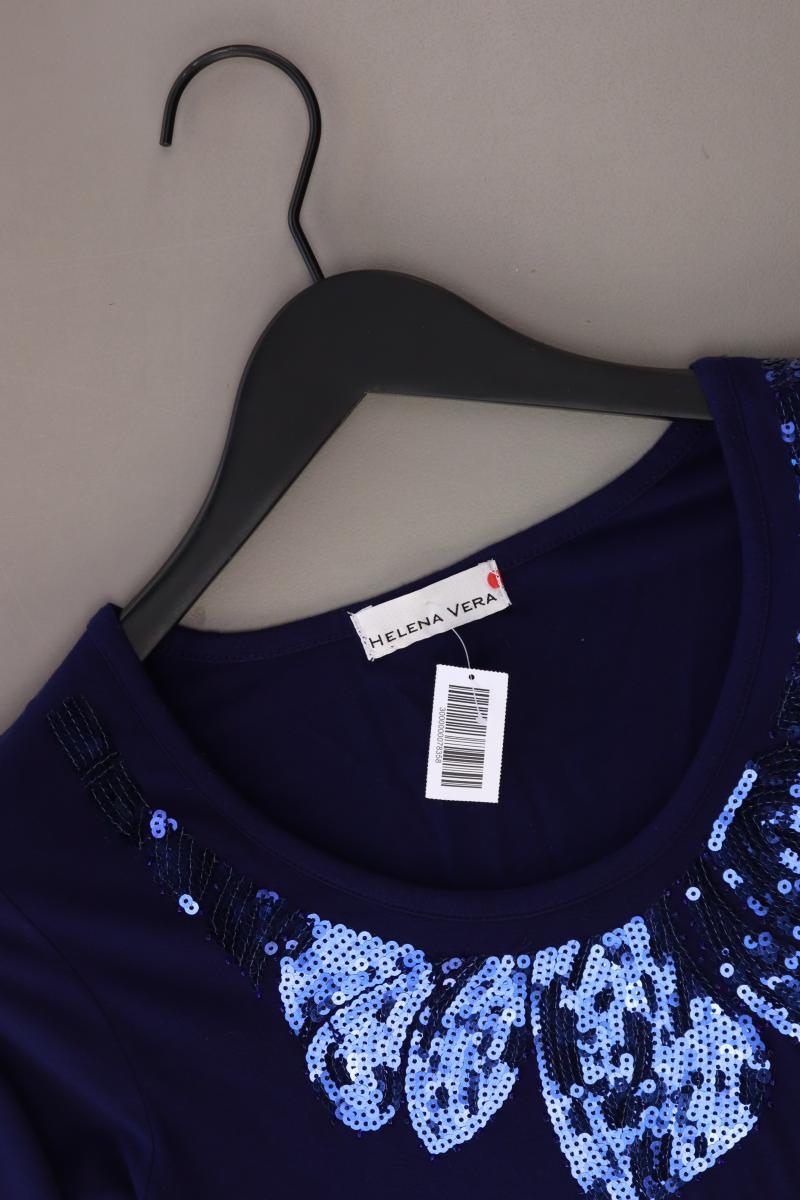 Helena Vera Longsleeve-Shirt Gr. 36 Langarm mit Pailletten blau aus Viskose