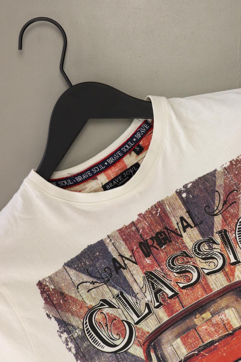 Brave Soul Printshirt für Herren Gr. S Kurzarm creme aus Baumwolle