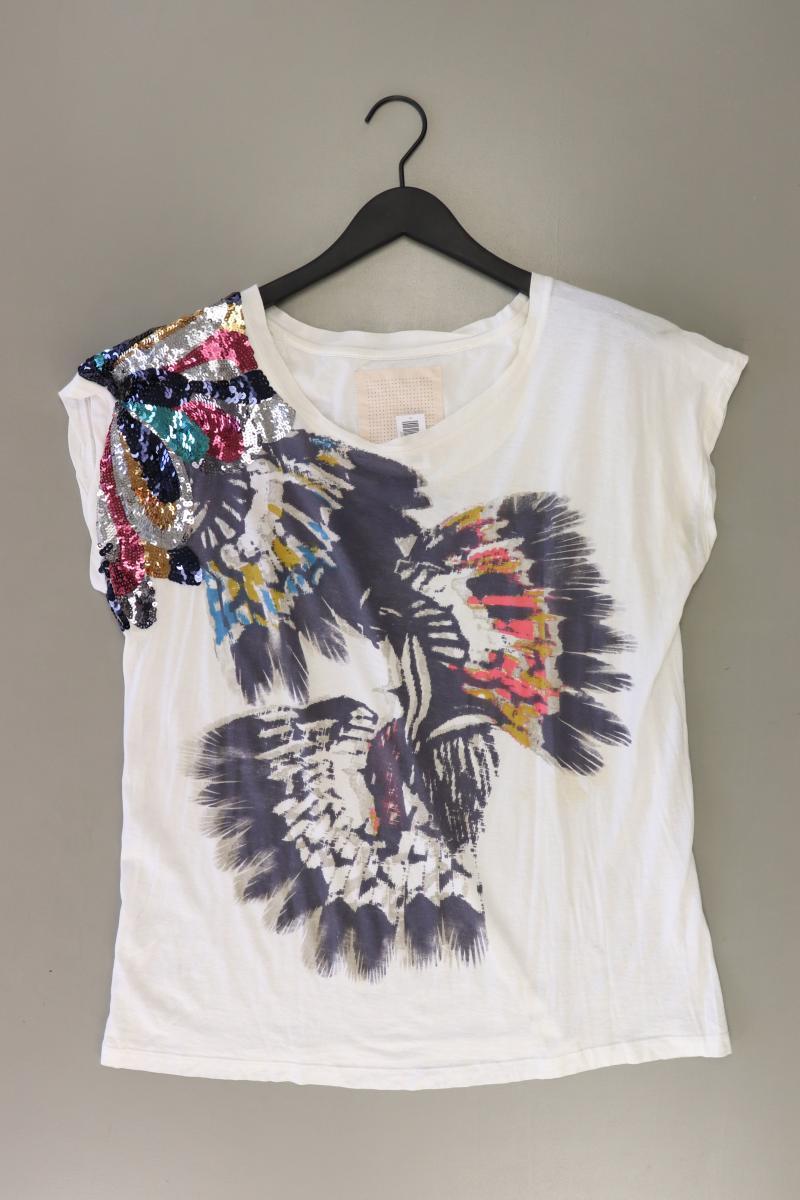 Inwear Printshirt Gr. M Kurzarm mit Pailletten weiß