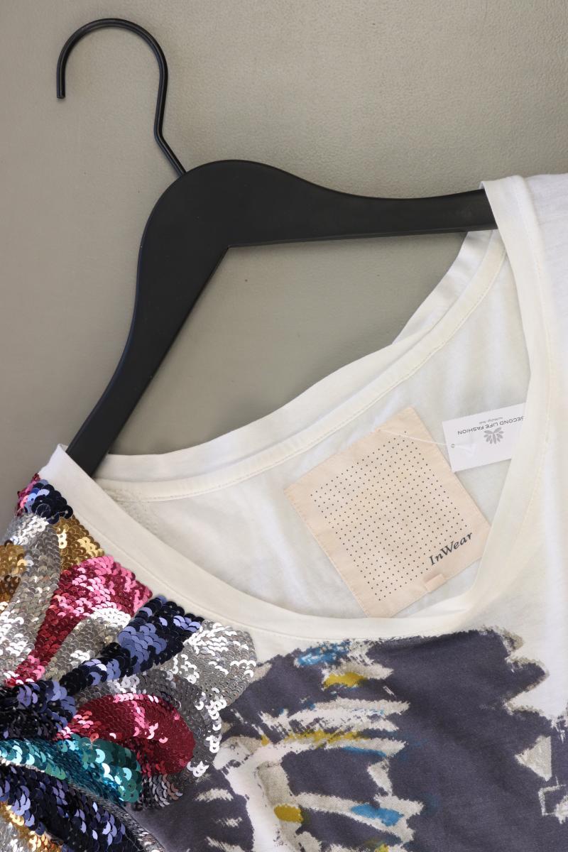 Inwear Printshirt Gr. M Kurzarm mit Pailletten weiß