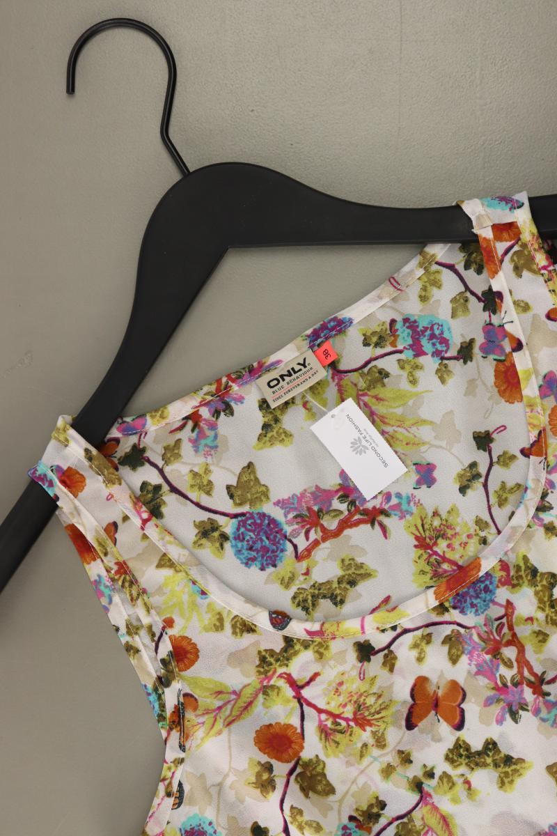 Only Ärmellose Bluse Gr. 38 mit Blumenmuster weiß aus Polyester