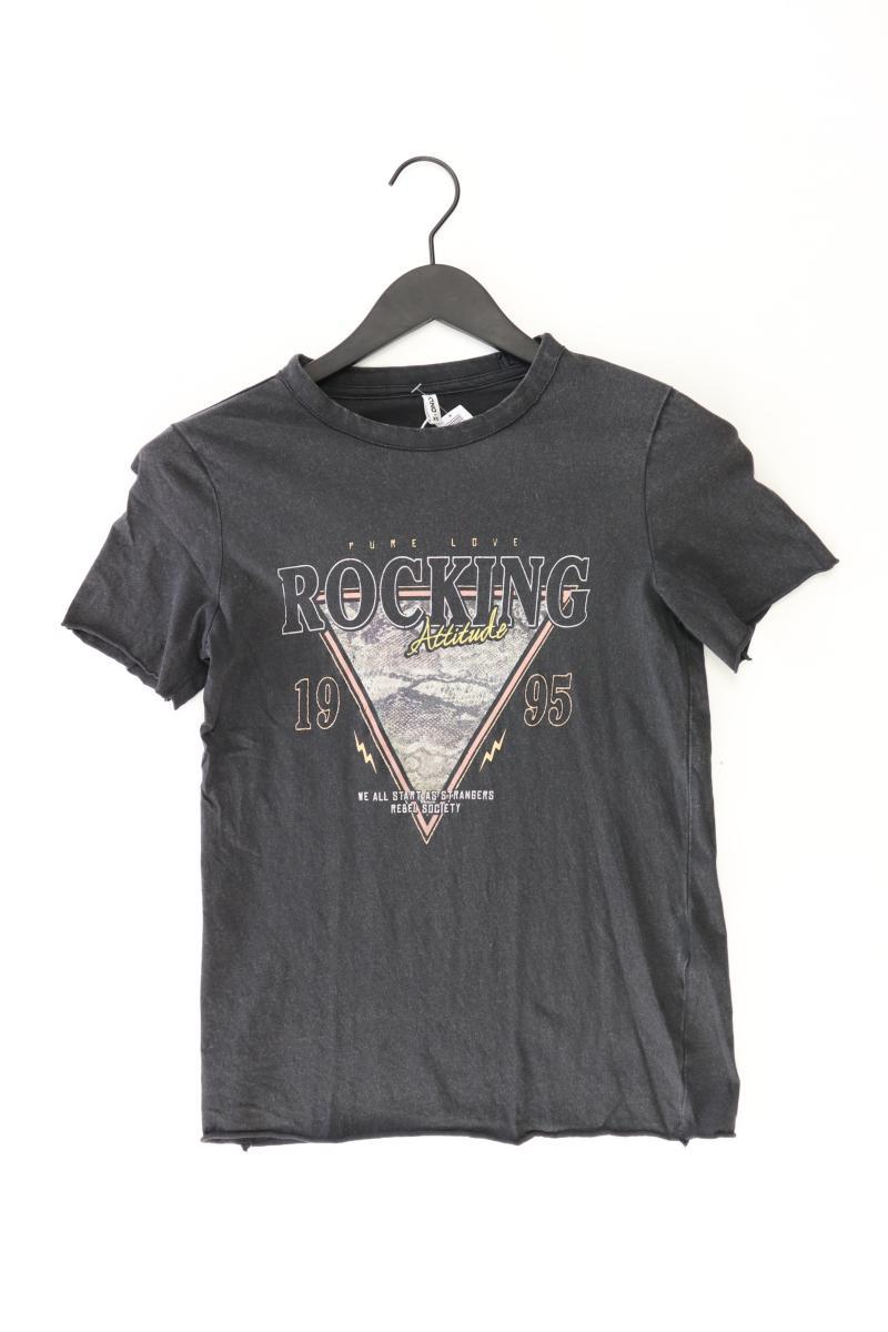 Only Printshirt Gr. XS Kurzarm grau aus Baumwolle