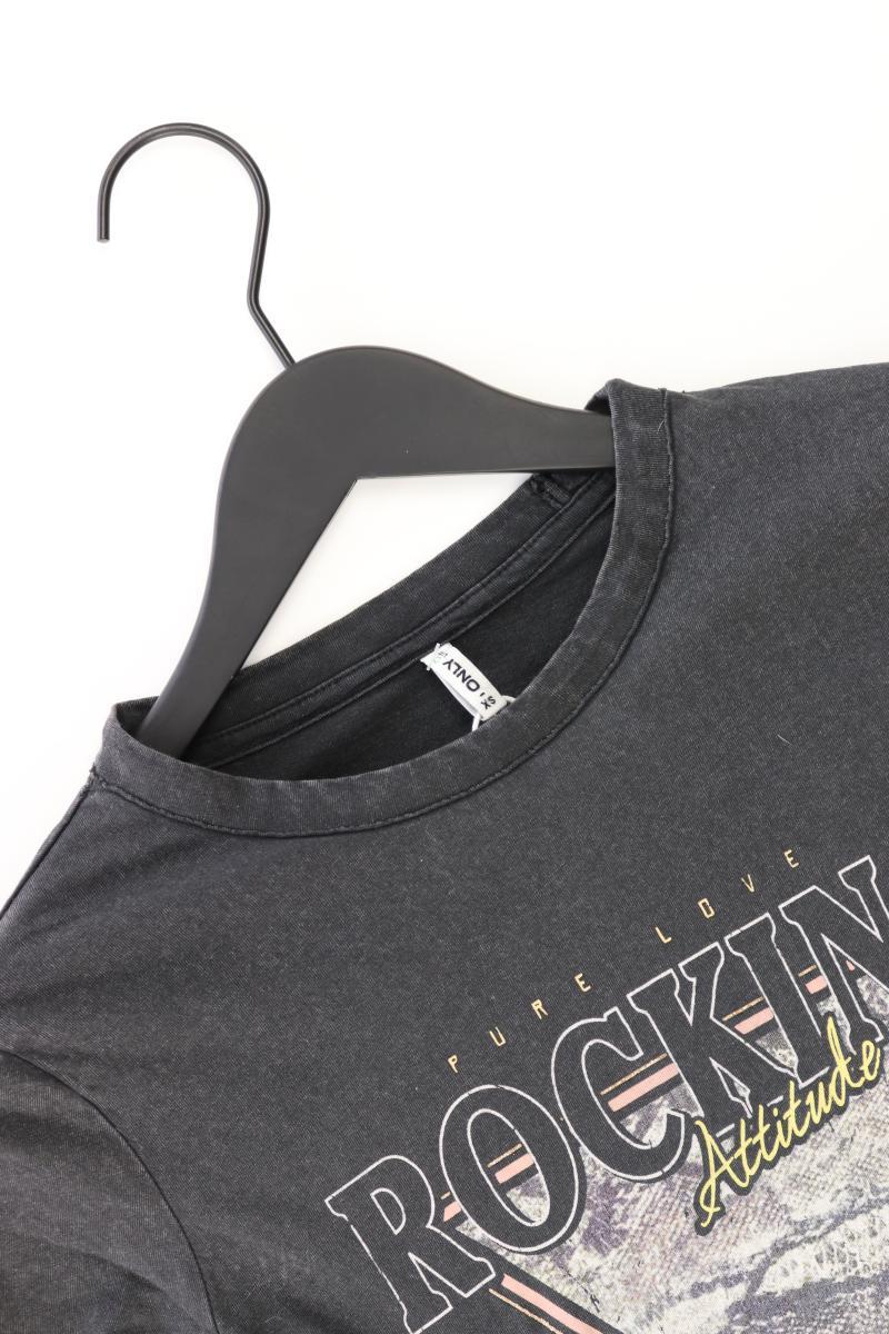 Only Printshirt Gr. XS Kurzarm grau aus Baumwolle