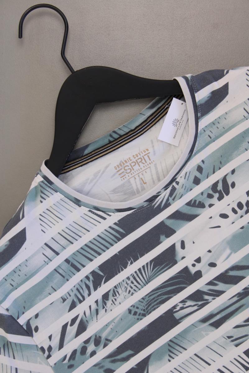 Esprit Printshirt für Herren Gr. L Kurzarm blau aus Baumwolle