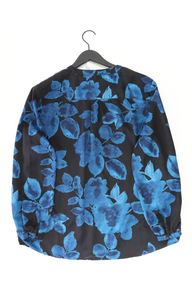 Langarmbluse Gr. XXL mit Blumenmuster blau aus Polyester