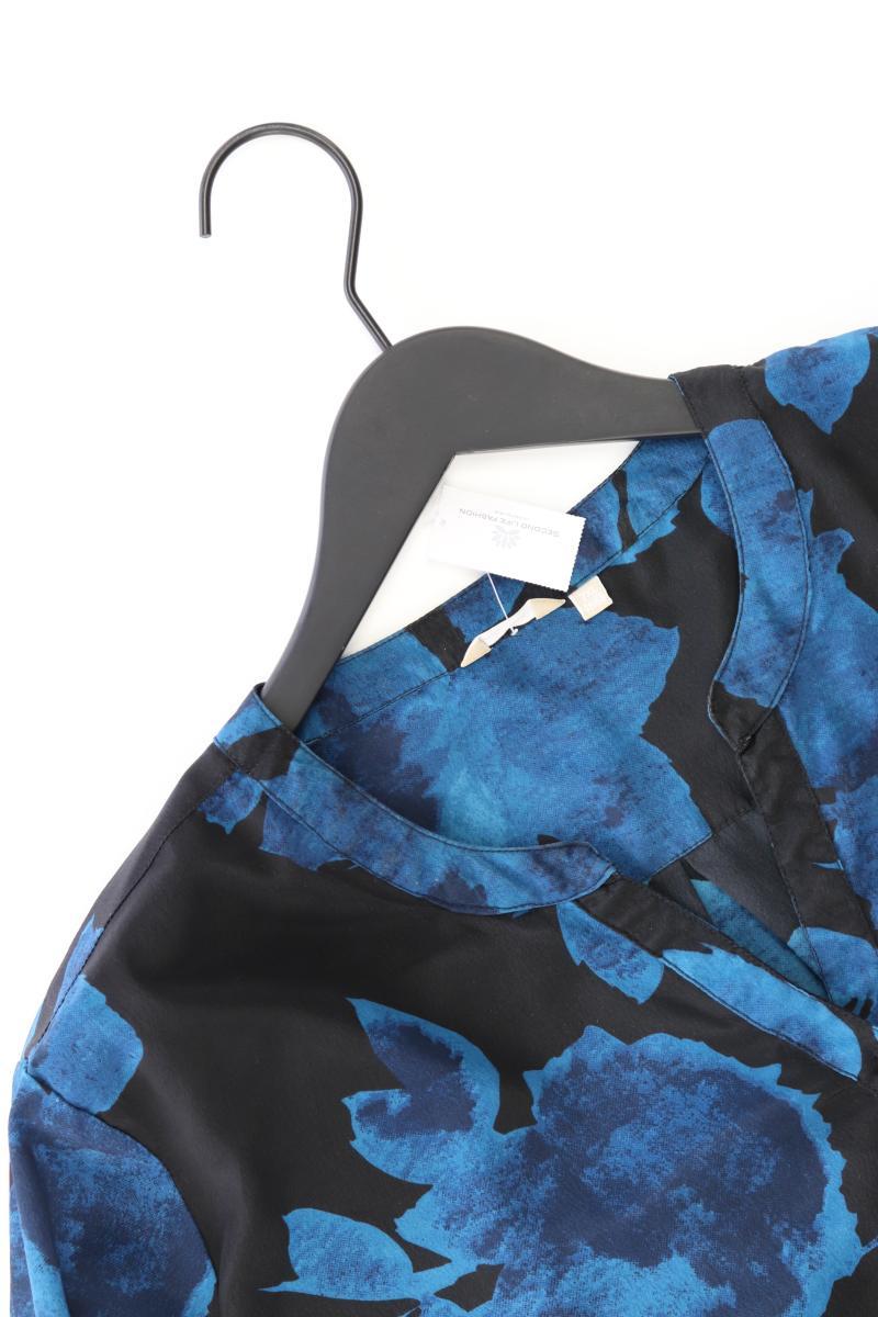 Langarmbluse Gr. XXL mit Blumenmuster blau aus Polyester