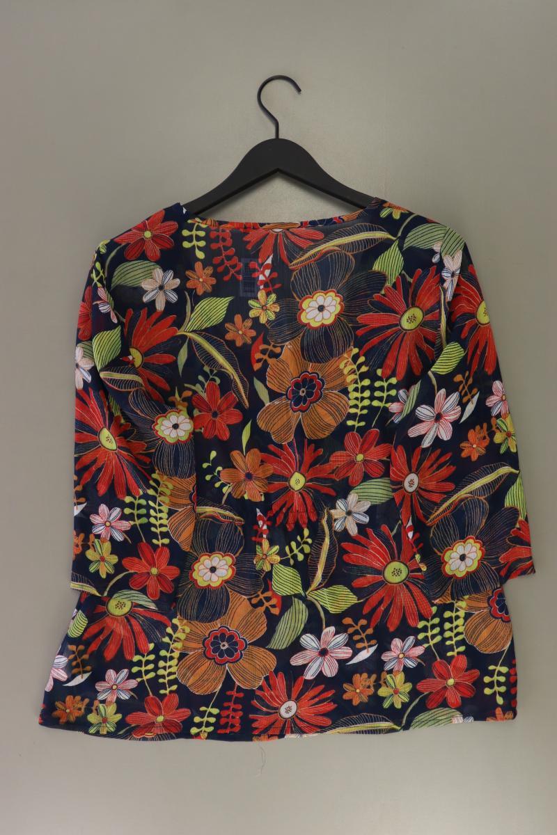 MARK ADAM Regular Shirt Gr. 44 mit Blumenmuster 3/4 Ärmel blau aus Polyester