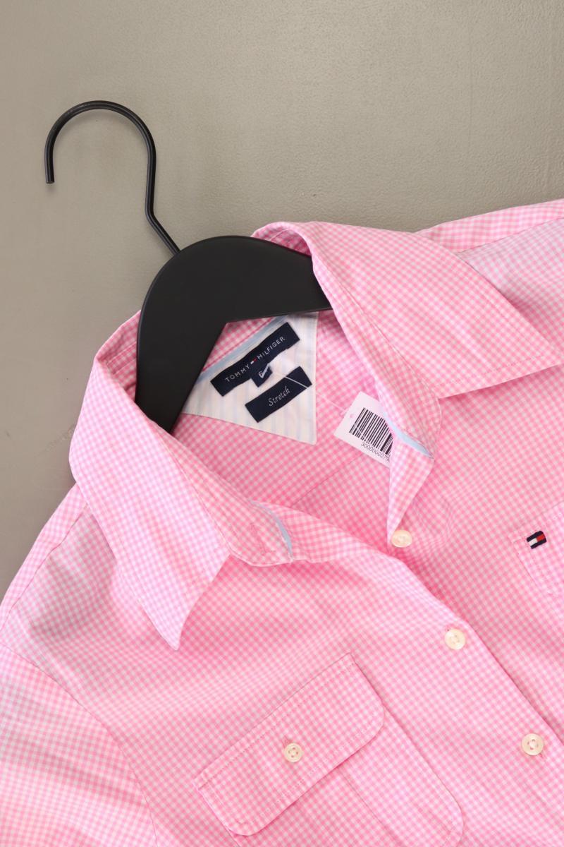 Tommy Hilfiger Karobluse Gr. UK 6 (XS) kariert Kurzarm rosa aus Baumwolle