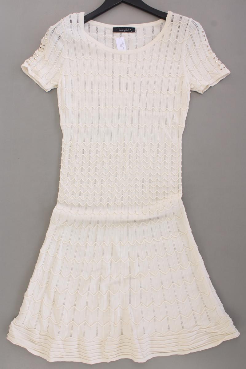 Twin Set Strickkleid Gr. 40 neuwertig Kurzarm mit Nieten creme aus Viskose