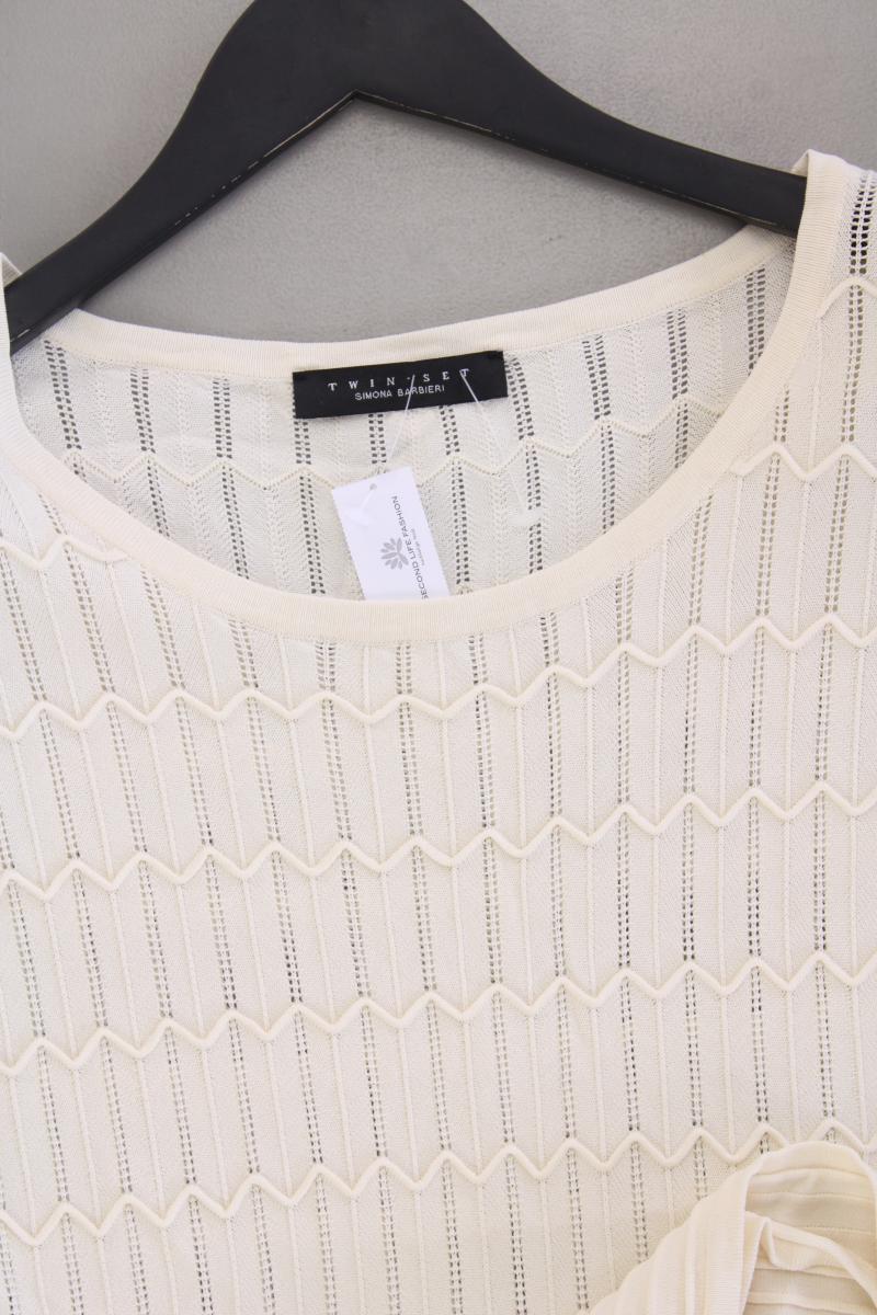 Twin Set Strickkleid Gr. 40 neuwertig Kurzarm mit Nieten creme aus Viskose