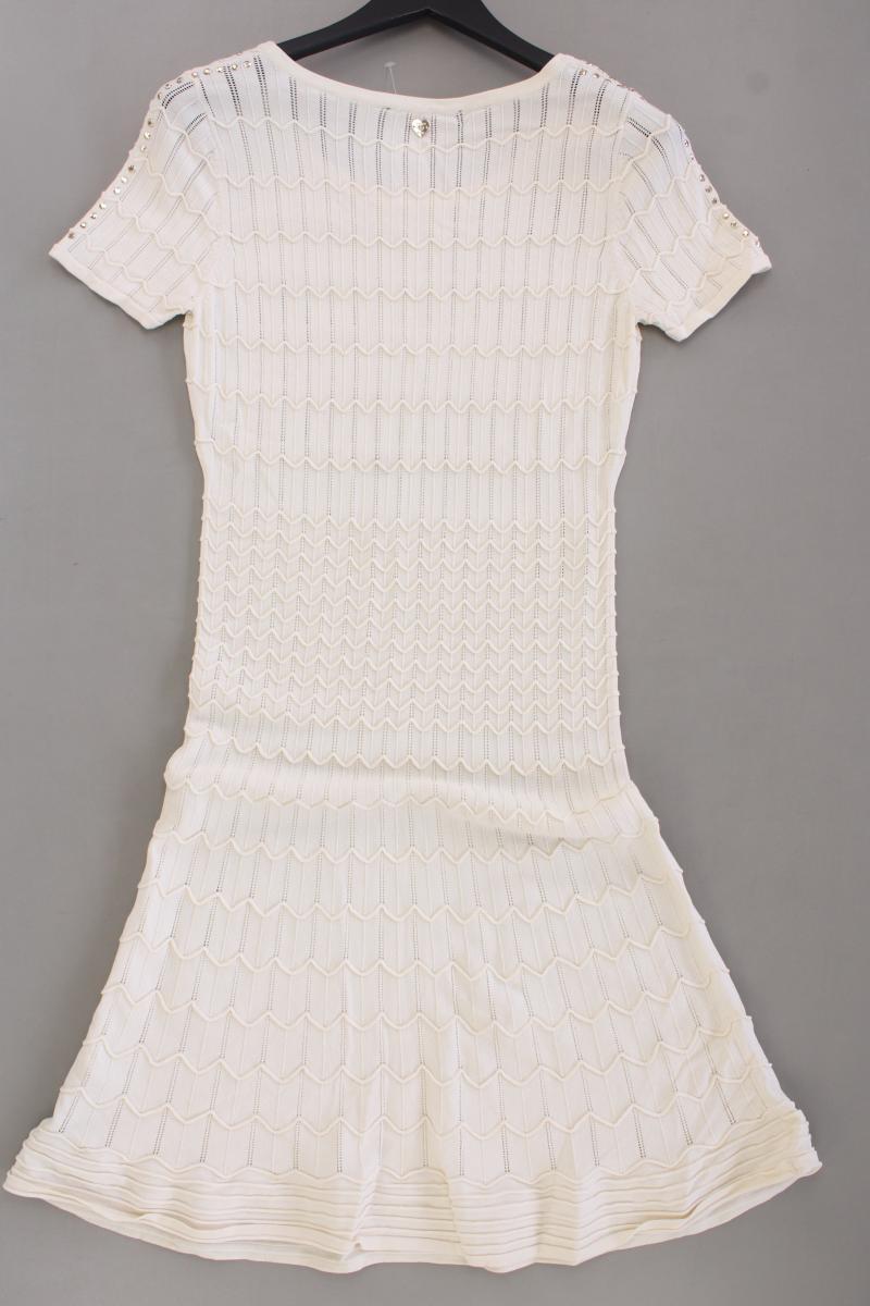 Twin Set Strickkleid Gr. 40 neuwertig Kurzarm mit Nieten creme aus Viskose