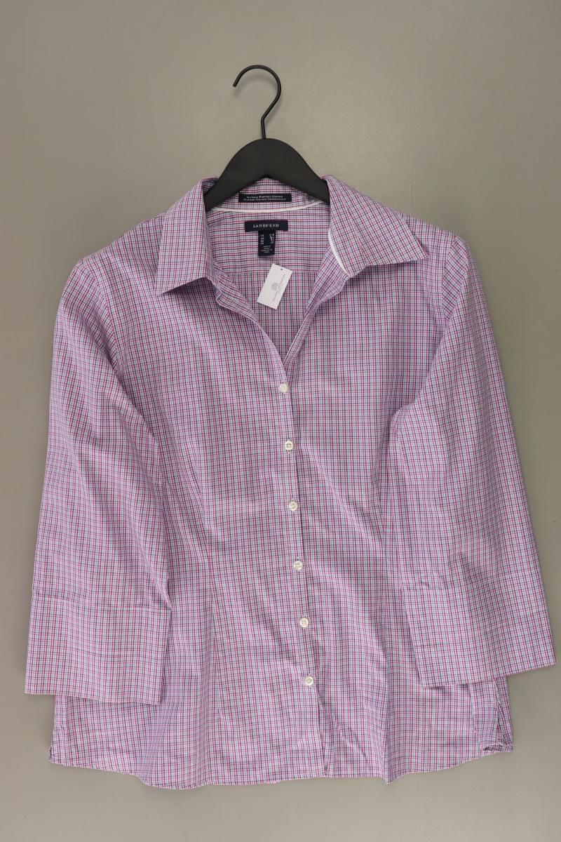 Lands' End Karobluse Gr. 48 kariert 3/4 Ärmel lila aus Baumwolle