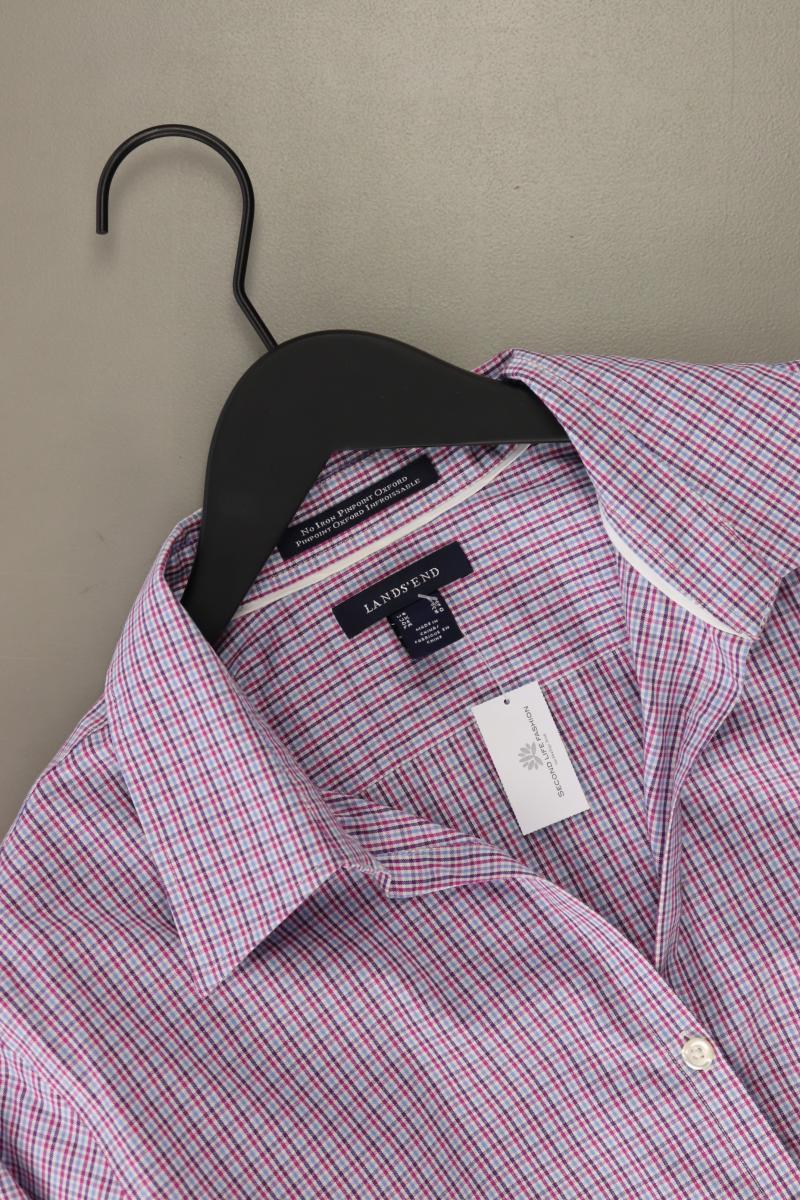 Lands' End Karobluse Gr. 48 kariert 3/4 Ärmel lila aus Baumwolle