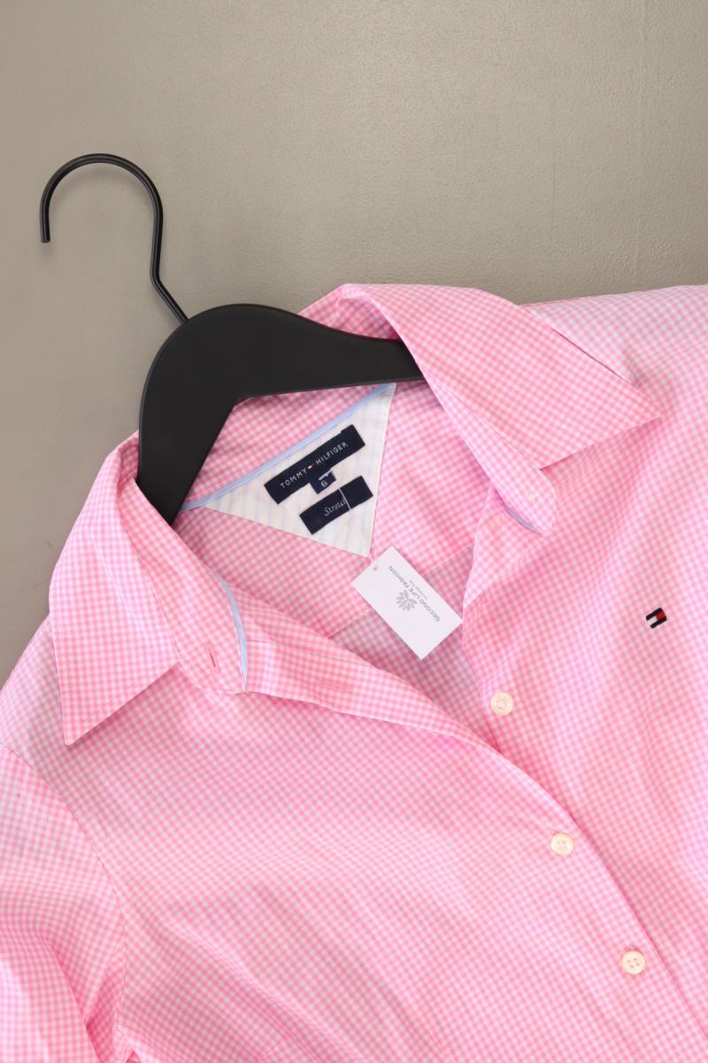 Tommy Hilfiger Karobluse Gr. UK 6 (XS) kariert Langarm rosa aus Baumwolle
