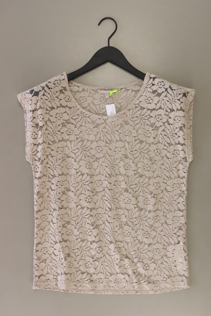 Broadway Shirt mit Spitze Gr. M Kurzarm braun aus Baumwolle