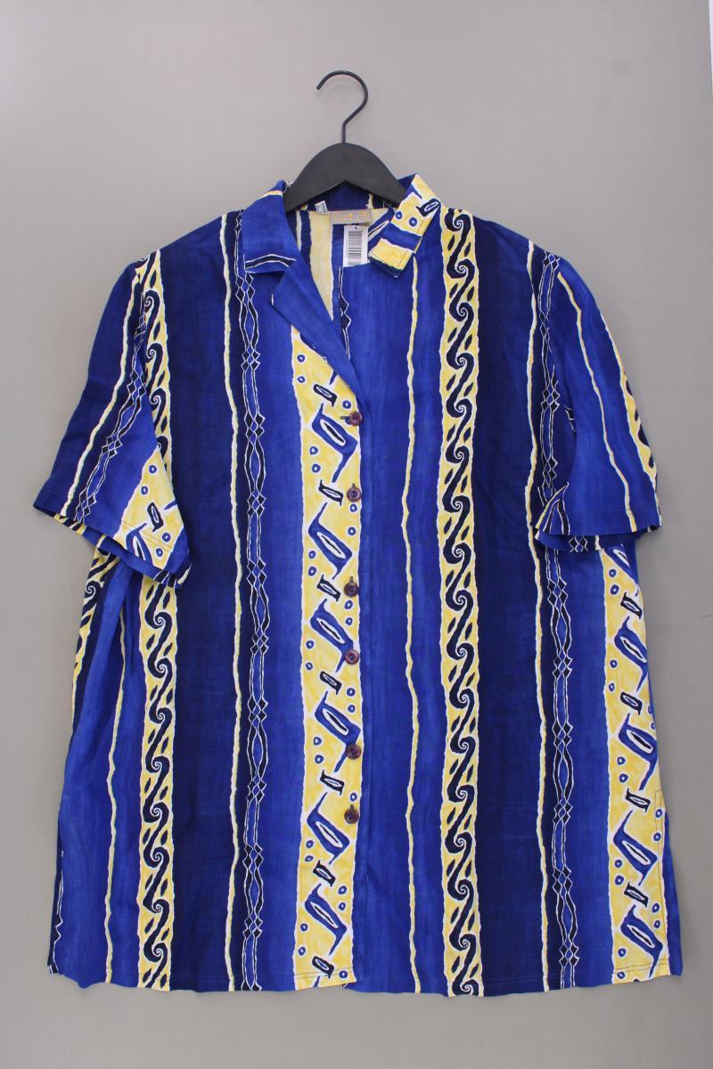 Kurzarmbluse Gr. 46 Vintage blau aus Viskose