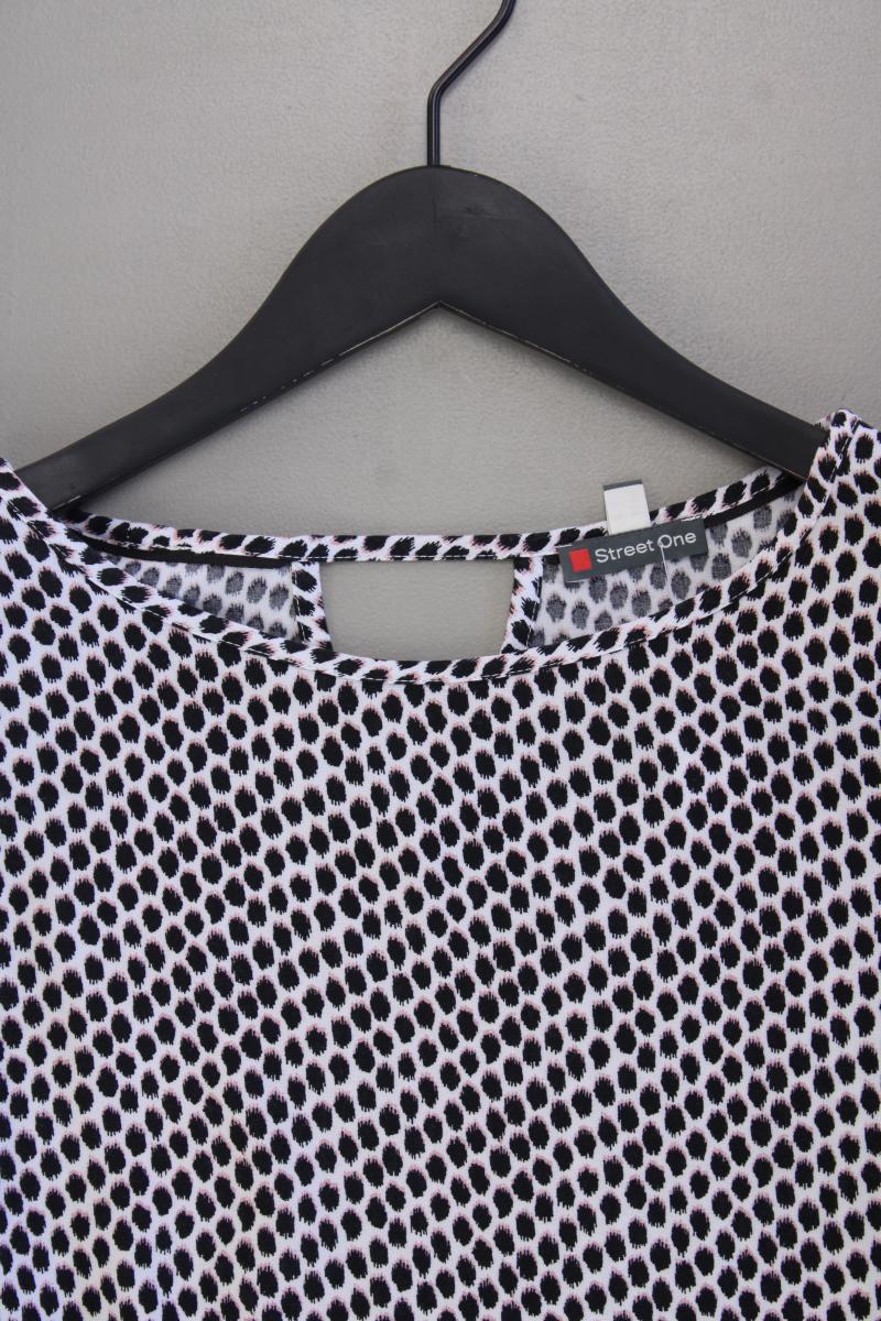 Street One Comfort Bluse Gr. 40 geometrisches Muster 3/4 Ärmel grau aus Viskose