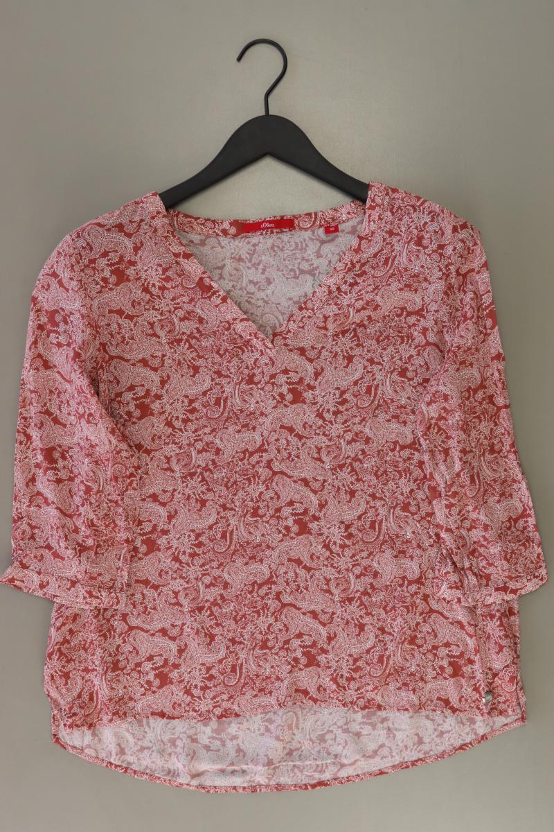 s.Oliver Regular Bluse Gr. 38 mit Paisleymuster 3/4 Ärmel orange aus Viskose