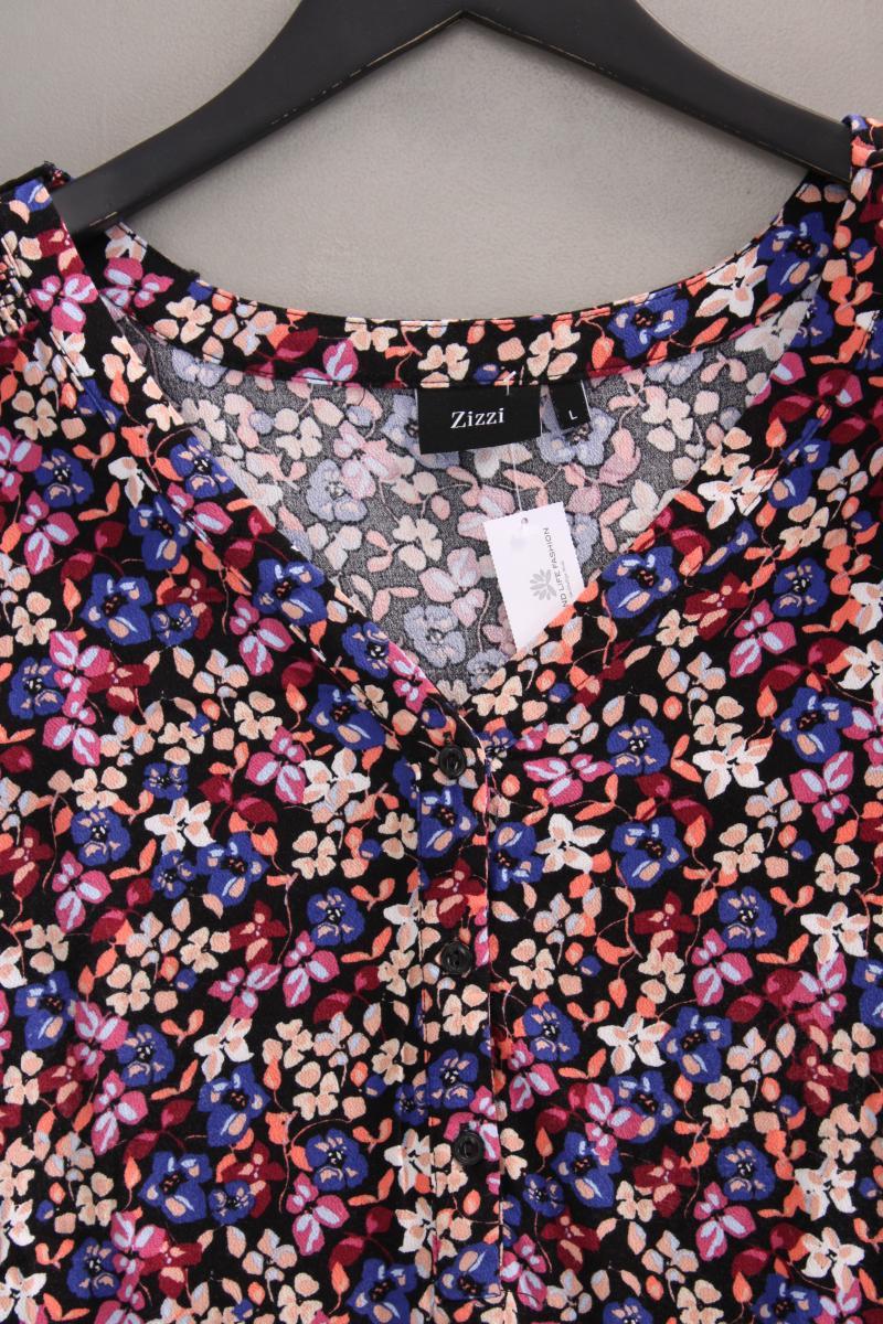 Zizzi Kurzarmbluse Gr. L mit Blumenmuster mehrfarbig aus Viskose