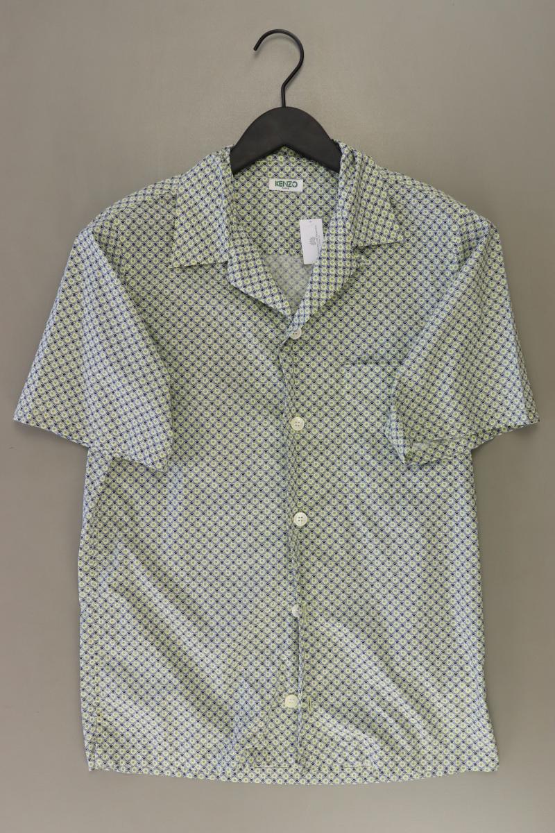 Kenzo Vintage Hemd mit Bärenmuster für Herren Gr. S mit Tierdruck Kurzarm grün