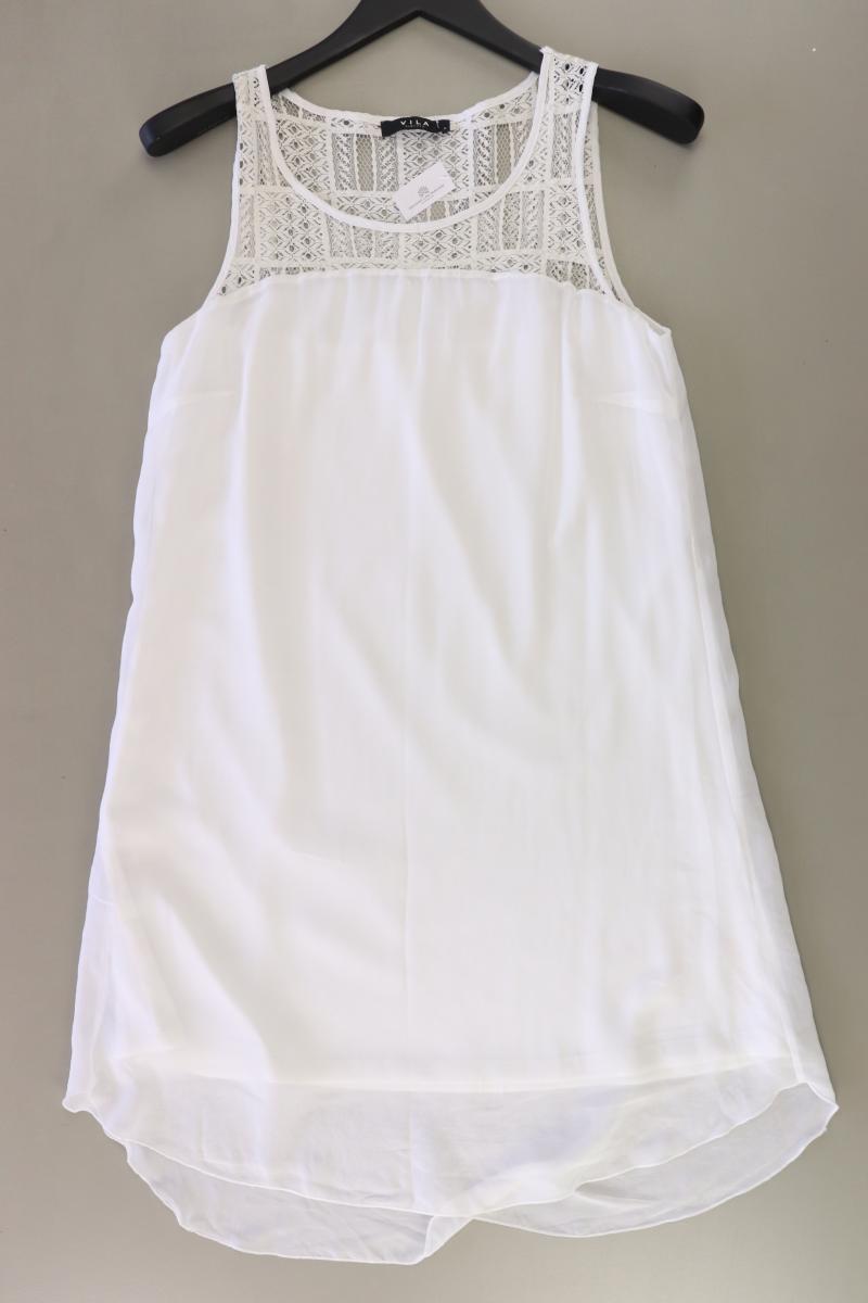 Vila Chiffonkleid Gr. M Ärmellos weiß aus Polyester