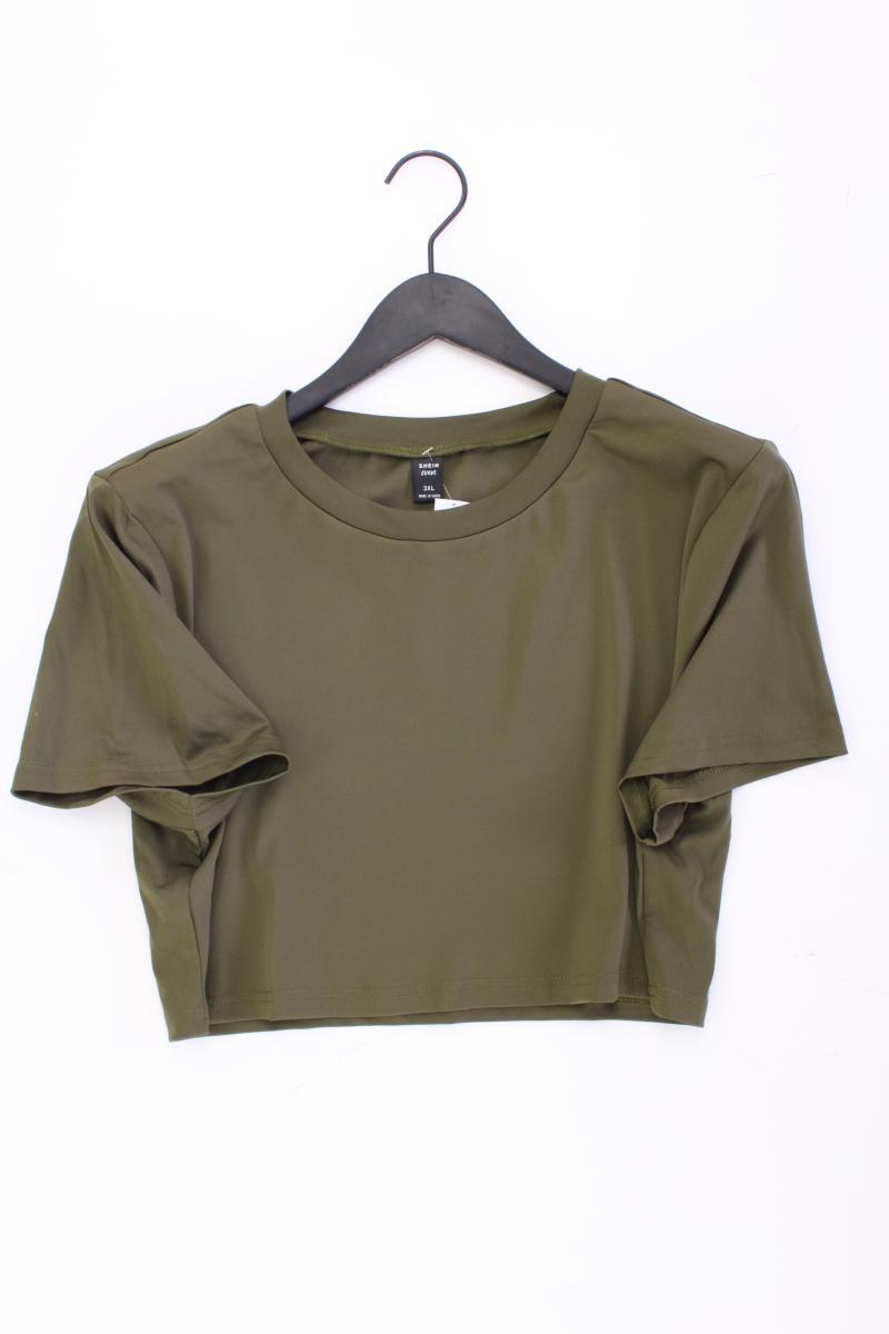 Shein Crop Shirt Gr. XL neuwertig Kurzarm olivgrün aus Polyester