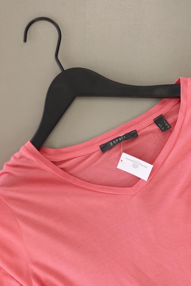 Esprit Shirt mit V-Ausschnitt Gr. L Kurzarm rosa aus Viskose