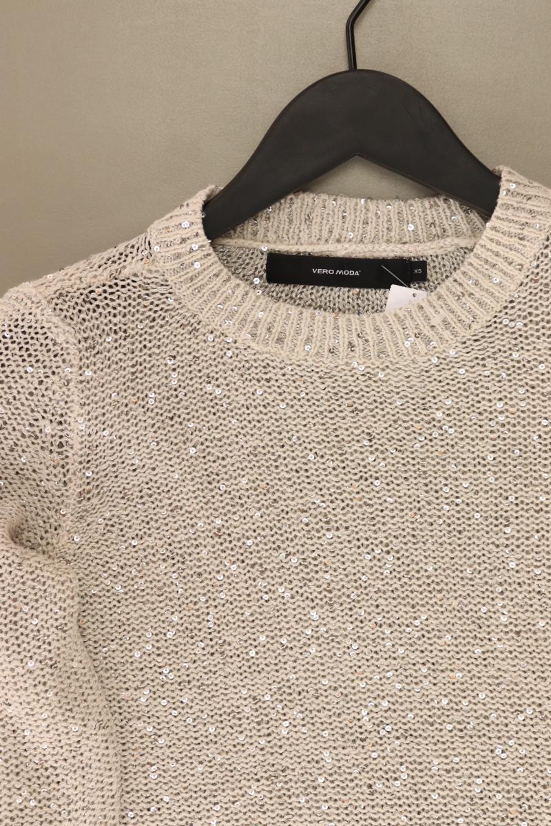 Vero Moda Grobstrickpullover Gr. XS neuwertig mit Pailletten silber