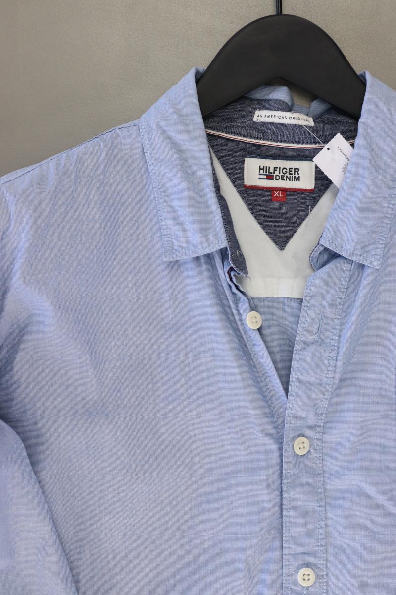 Hilfiger Denim Langarmhemd für Herren Gr. XL blau aus Baumwolle