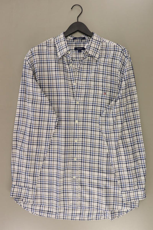 Gant Karohemd für Herren Gr. XL kariert Langarm blau aus Baumwolle