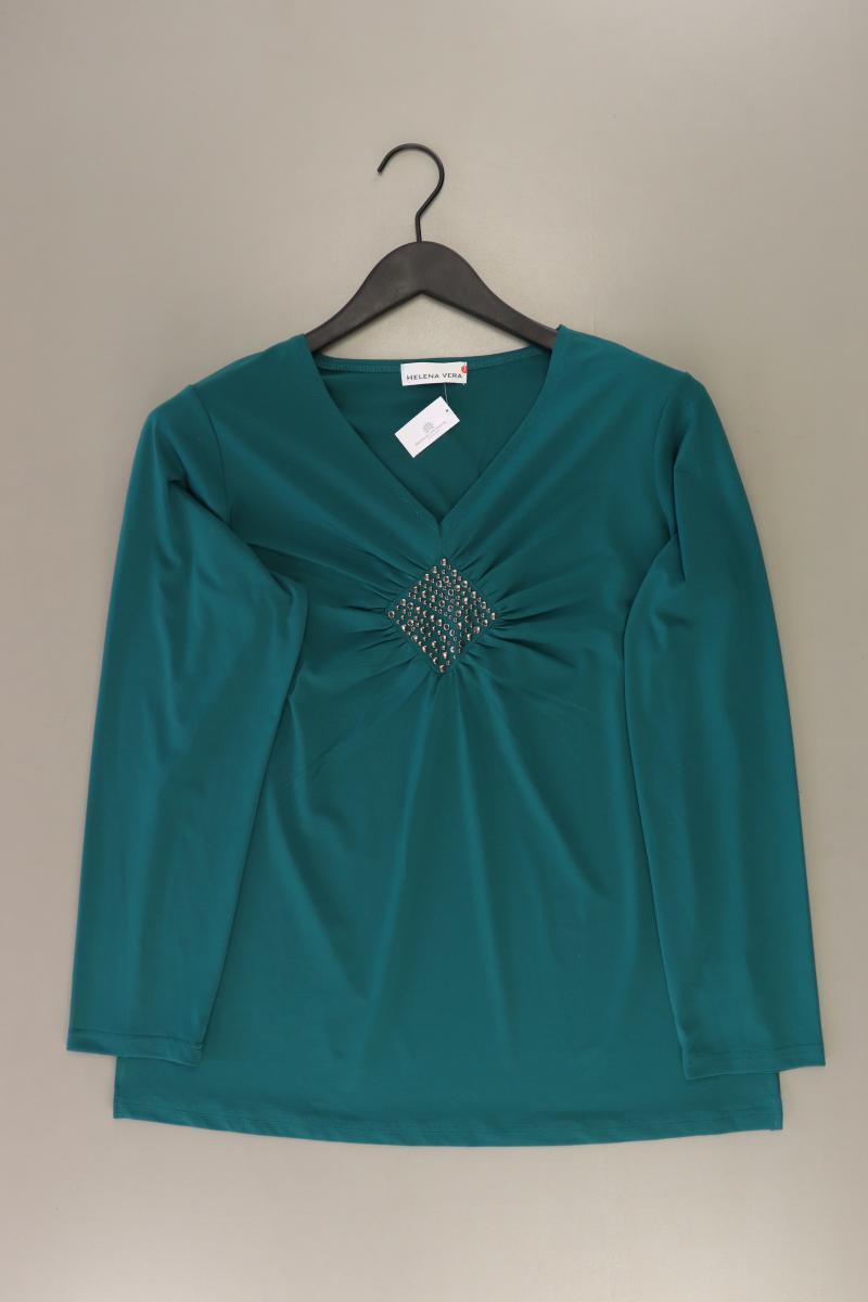 Helena Vera Shirt mit V-Ausschnitt Gr. 44 Langarm mit Nieten grün aus Polyester