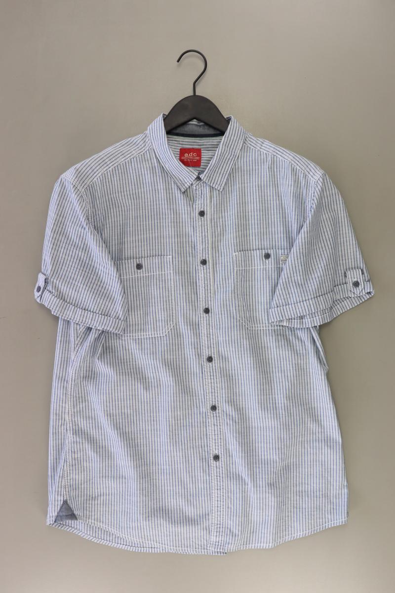 edc by Esprit Kurzarmhemd für Herren Gr. XL gestreift blau aus Baumwolle