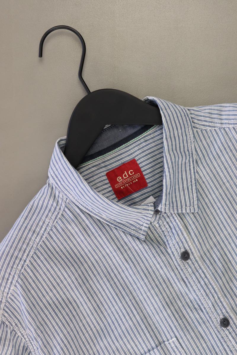 edc by Esprit Kurzarmhemd für Herren Gr. XL gestreift blau aus Baumwolle