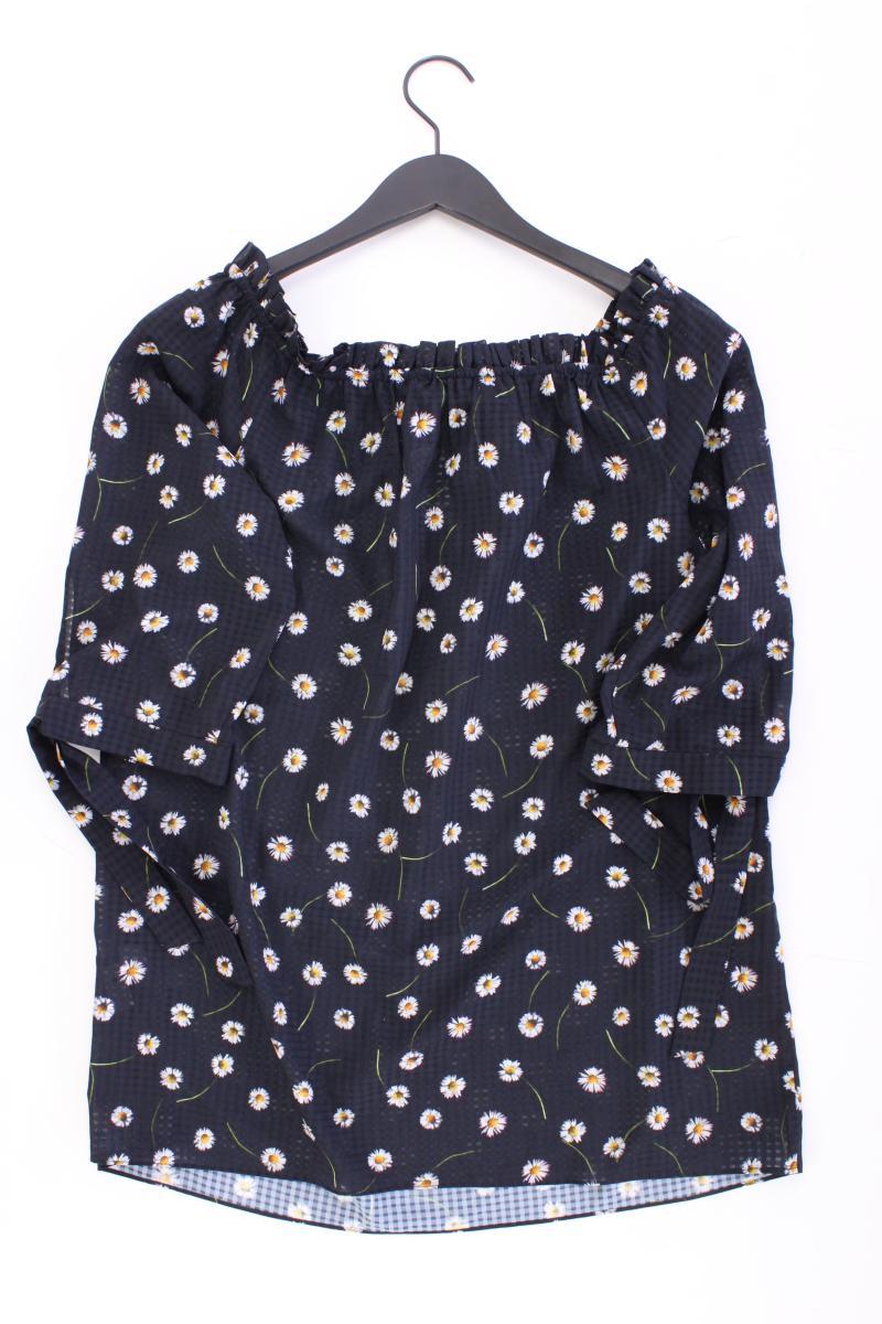 estelle jolie Regular Bluse Gr. 44 mit Blumenmuster 3/4 Ärmel blau aus Polyester