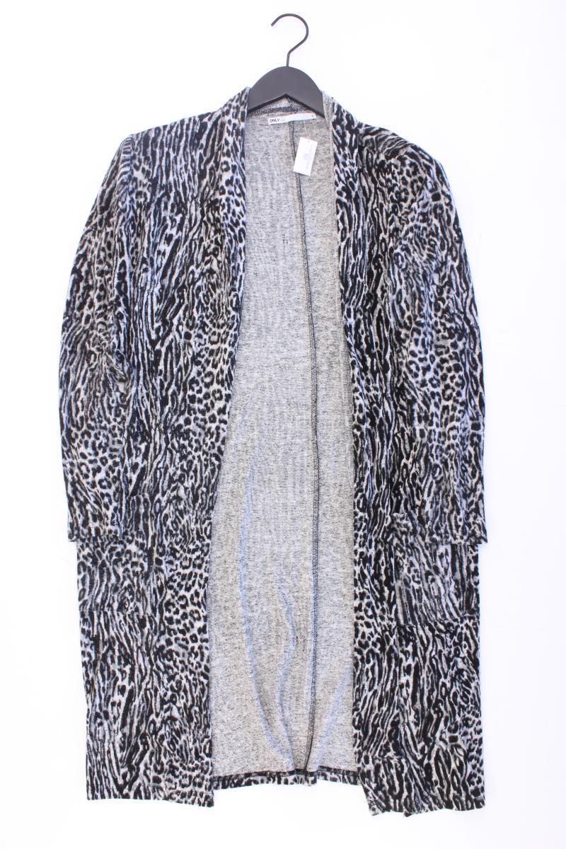 Only Strickjacke Gr. S mit Tierdruck Langarm grau aus Viskose
