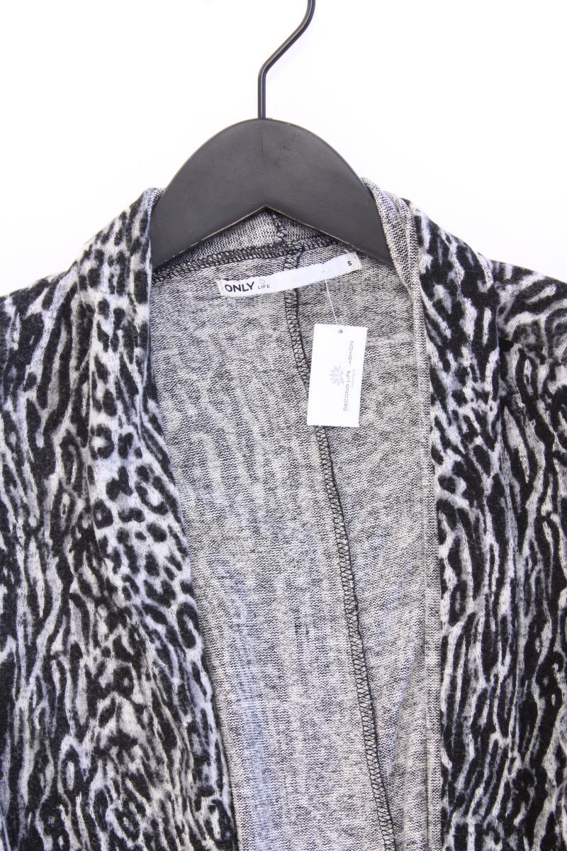 Only Strickjacke Gr. S mit Tierdruck Langarm grau aus Viskose