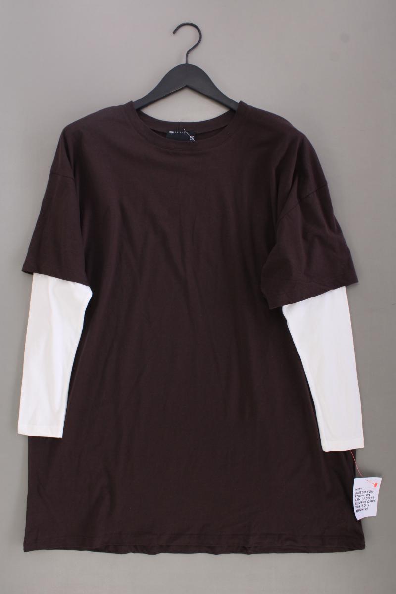 Asos Oversize Shirtkleid Gr. 32 neu mit Etikett Langarm braun aus Baumwolle