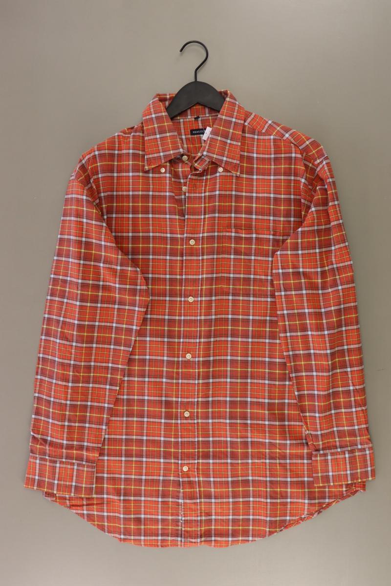 Hemlock Karohemd für Herren Gr. XL kariert Langarm orange aus Baumwolle
