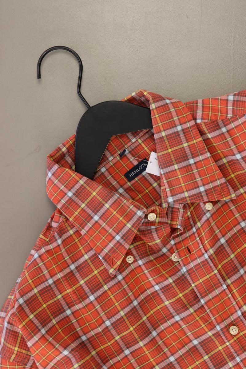 Hemlock Karohemd für Herren Gr. XL kariert Langarm orange aus Baumwolle