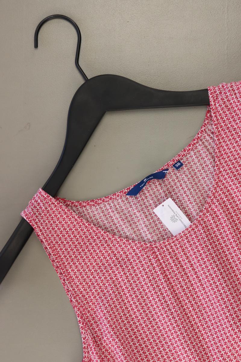 Tom Tailor Ärmellose Bluse Gr. 38 geometrisches Muster rot aus Viskose