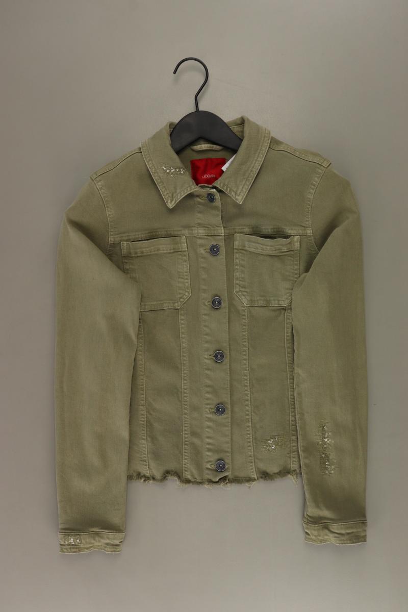 s.Oliver Übergangsjacke Gr. 36 mit Pailletten olivgrün aus Baumwolle